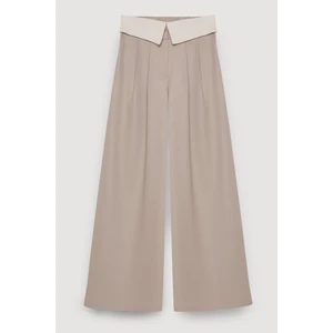 Beli Match Detaylı Bol Paça Pantolon Bej