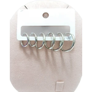 Vitrin Accessories Çelik Küpe 3'lü Sade Yuvarlak Halka Model Küpe 1 mm Kalınlık Gümüş Silver