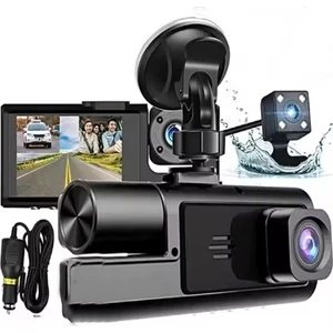 1080P Araç Içi 3 Kameralı LCD Ekranlı Gece Görüşlü , G-Sensör , Geri Görüş Kamera - Iç Görüş - Siyah ( XC655)