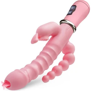 3 In 1 Dildo Tavşan Vibratör Su Geçirmez Şarjlı Anal Klitoris Vibratör Kadın Erkek Cinsel Oyuncak