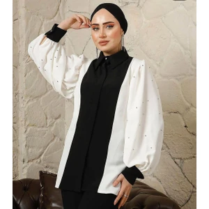 Kadın Taş Işlemeli Inci Detaylı Gömlek