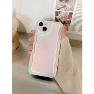 Paladyum Case iPhone 14 Plus Uyumlu Zigzaglı Dalgalı Hologram Puf Kılıf