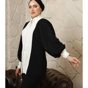 Kadın Taş Işlemeli Inci Detaylı Gömlek