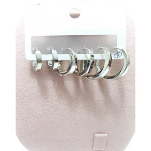 Vitrin Accessories Çelik Küpe 3'lü Sade Köşeli Halka Model Küpe 2 mm Kalınlık Gümüş Silver