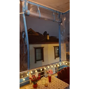 Fermuarlı Balkon Perdesi Şeffaf Branda Çardak Kapatma Üstte Toplamalı