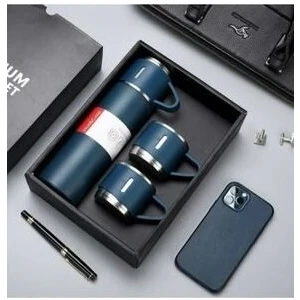 Outdoor Portatif Bardak Paslanmaz Çelik Termos Bardak Seti Lacivert