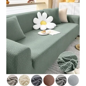 Jakarlı Tuğla Desen Koltuk Örtüsü Çekyat Kanepe Kılıfı Lastikli Kayma Yapmayan 3 Kişilik