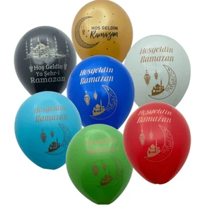 10 Adet Hoş Geldin Ramazan Yazılı Kaliteli 30  cm  Helyum Uyumlu Balon