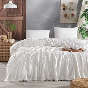 Bambu Çift Kişilik Pike Yatak Örtüsü 240 x 260 cm  Ekru