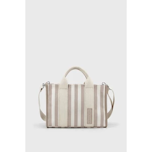 Kadın Vizon Çizgili Keten Orta Boy Çapraz Askılı El ve Omuz Çantası
