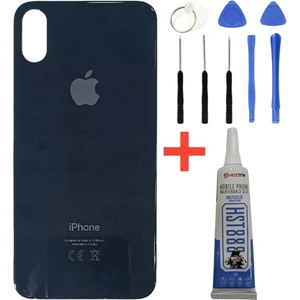 İndirim Plus Apple iPhone x Arka Kapak Pil Kapağı +Tamir Seti ve Yapıştırıcı Siyah Renk