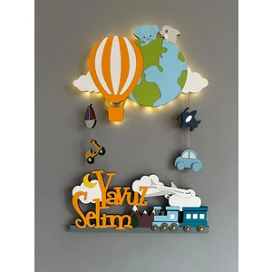 Balon Dünya Travel Ahşap Bebek Kapı Süsü