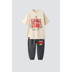 Brawl Stars Çocuk Eşofman Takımı Koyu Tişört ve Eşofman Alt-Üst Takım
