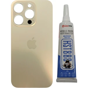 İndirim Plus Apple iPhone 14 Pro Max Pro Arka Kapak Pil Kapağı + Yapıştırıcı Gold Renk
