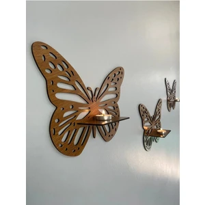 Lina Hobby 3'lü Dekoratif Kelebek Duvar Rafı Seti - Ahşap Ceviz Renk, Modern ve Estetik Tasarım, İç Mekan Aksesuarı