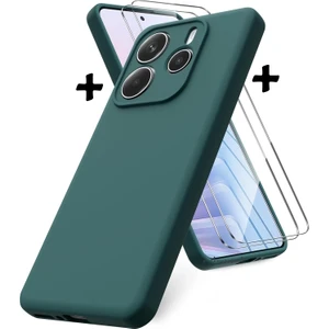 M.TK Moveteck Xiaomi Redmi Note 14 Kılıf Kamera Korumalı Renkli Yumuşak Mat Silikon + 9h Ekran Koruyucu Cam Set 2in1