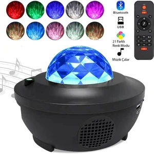 LED Yıldız Bluetooth USB Projektör Okyanus Dalgası Gece Lambası