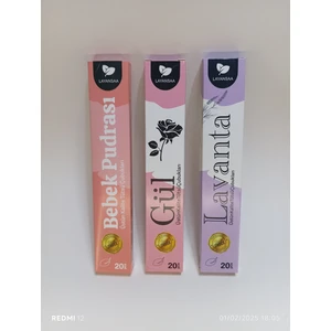 Tedi Sanat Çubuk Tütsü 60 Adet (3 Paket) Lavanta-Gül-Bebek Pudrası Oda Kokusuu