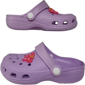 Bebek Çocuk Lila Renkli Çiçek Figürlü Kaydırmaz Ortopedik Sandalet Terlik