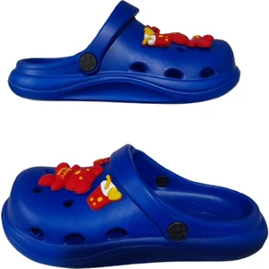 Bebek Çocuk Koyu Mavi Renkli Ayıcık Figürlü Kaydırmaz Ortopedik Sandalet Terlik