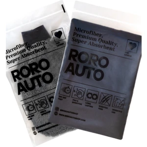Roro Auto Siyah Mikrofiber Araç Kurulama Havlusu 60X90 ve Oto Yıkama Eldiveni Seti