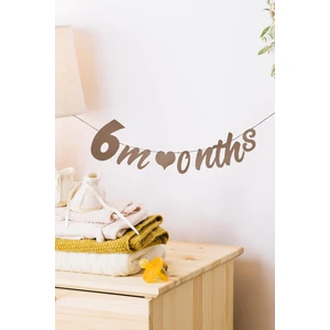 Patladı Gitti Elyazılı 6 Months Yarım Yaş Kraft Retro Banner Süs