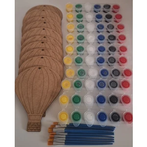 10 Hava Balonu Ahşap Boyama 10 Adet Boya 10 Adet Fırça Aktivite Okul Kurs Tatil Etkinlik Hobi Seti