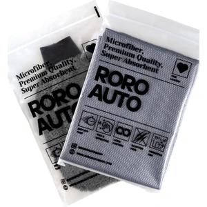 Roro Auto Olimpos Mikrofiber Oto Cam Bezi 50X70 Gri & Gri Araba Yıkama Eldiven Seti