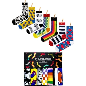 7'li  Socks Renkli Desenli Tasarım Çorap