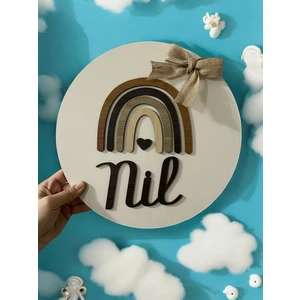 Erel Tasarım Rainbow/ Gökkuşağı Desenli Kişiye Özel Çocuk ve Bebek Odası  Ahşap Kapı ve Duvar Süsü. (Gökkuşağıı02)