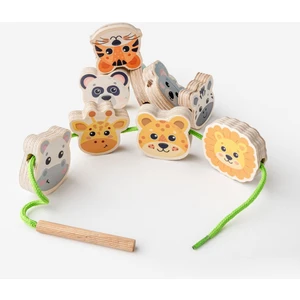 Ahşap Hayvan Figürleri Ipe Dizme Oyunu / 1+ Yaş / Montessori Eğitici ve Öğretici Renkli Ipe Dizme Oyuncağı / Güvenli ve Eğlenceli Çocuk Oyuncağı