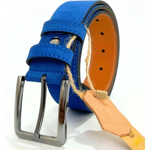 Parscraft Parscraft Nubuk Deri Erkek Kemer 4 cm Lacivert Kot Kumaş Spor Kemer