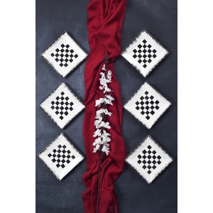 Piatti Naturali 6'lı Special Handmade Dama Desen Tatlı Tabak Seti Sunum Servis Tabakları Pasta Set 15 cm