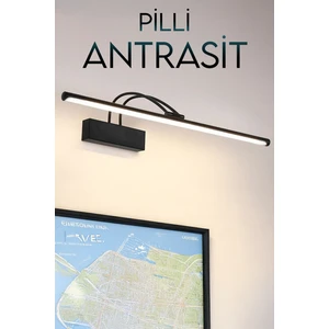 Pilli Antrasit Siyah Flüt LED Aplik Duvar Tablo ve Ayna Üstü LED Aydınlatma
