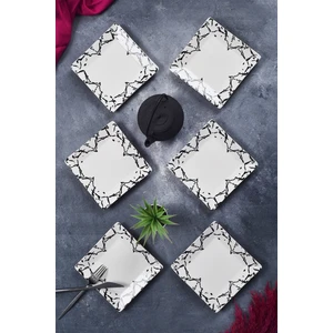 Piatti Naturali 6'lı Special Handmade Mermer Desen Tatlı Tabak Seti Sunum Servis Tabakları Pasta Set 15 cm