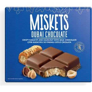 Dubai Çikolatası Fındıklı Çıtır Kadayıflı Dolgulu Sütlü Tablet Çikolata 100 gr