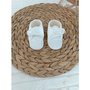 Yenidoğan Kız Erkek Çocuk Patik Ayakkabı - Beyaz & Önden Cırtlı Ayakkabı