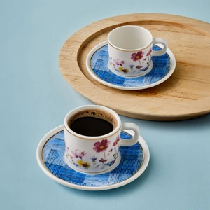 Güral Porselen Mental 4 Parça 2 Kişilik Kahve Takımı 6709 Mavi