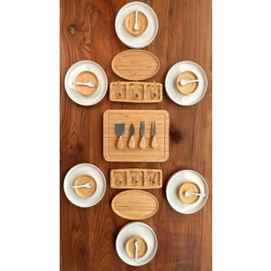 Atbyhome 6 Kişilik 39 Parça Seramik - Bambu Kahvaltı Takımı - Lüx Kahvaltılık Sunum Seti