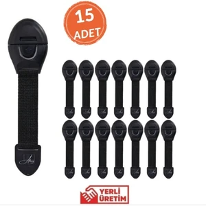 15 Adet Siyah Bebek Çocuk Güvenlik Dolap ve Çekmece Kilidi