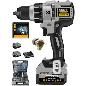 Germany Grey 24 V4 Ah Orginal 13 mm Metal Mandren Brushless Motor Akülü Darbeli Matkap 10 Pilli
