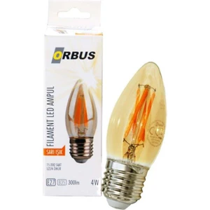 C37 4W Filament Bulb Amber E27 300LM RA80 220 - 240V/50Hz Ampul - 2200K Sarı Işık