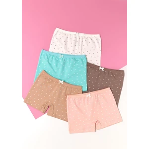 Kız Çocuk 5'li Paket Yıldız Desenli Çok Renkli Boxer