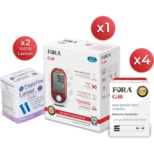 G40 Comfort Şeker Diabet Ölçüm Cihazı + 200 Strip + 200 Lancet Parmak Delme Iğnesi