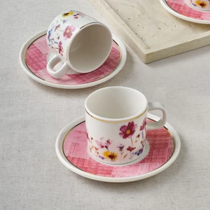 Güral Porselen Mental 4 Parça 2 Kişilik Kahve Takımı 67092  Pembe