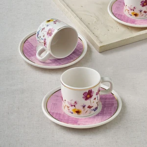 Güral Porselen Mental 4 Parça 2 Kişilik Kahve Takımı 67091  Lila