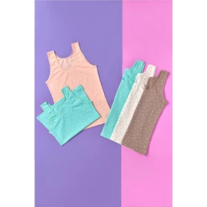 Kız Çocuk 5'li Paket Yıldız Desenli Çok Renkli Kalın Askılı Atlet