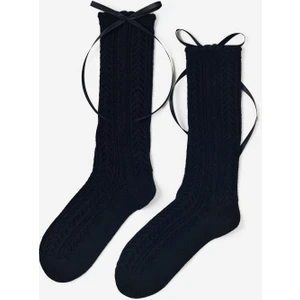 Katia & Bony Kız Çocuk Fiyonklu Triko Soket Çorap Siyah