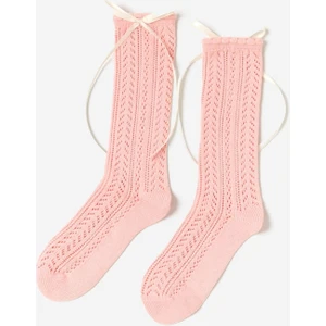 Katia & Bony Kız Çocuk Fiyonklu Triko Soket Çorap Pembe