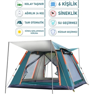 Trend Maison 6 Kişilik Tam Otomatik Tenteli Kamp Çadırı 240X240X160